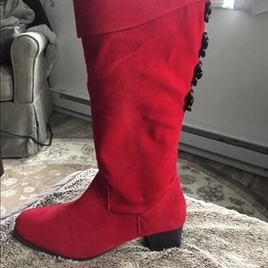 Red Cuff Boots by Classique